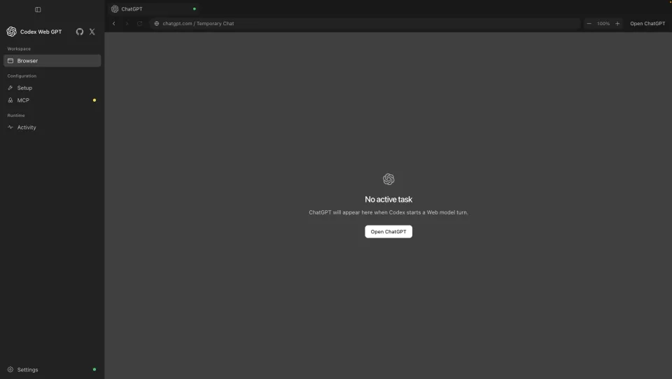 Private ChatGPT browser surface