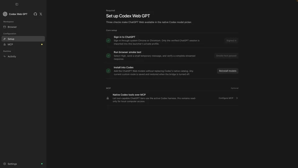 Codex Web GPT setup